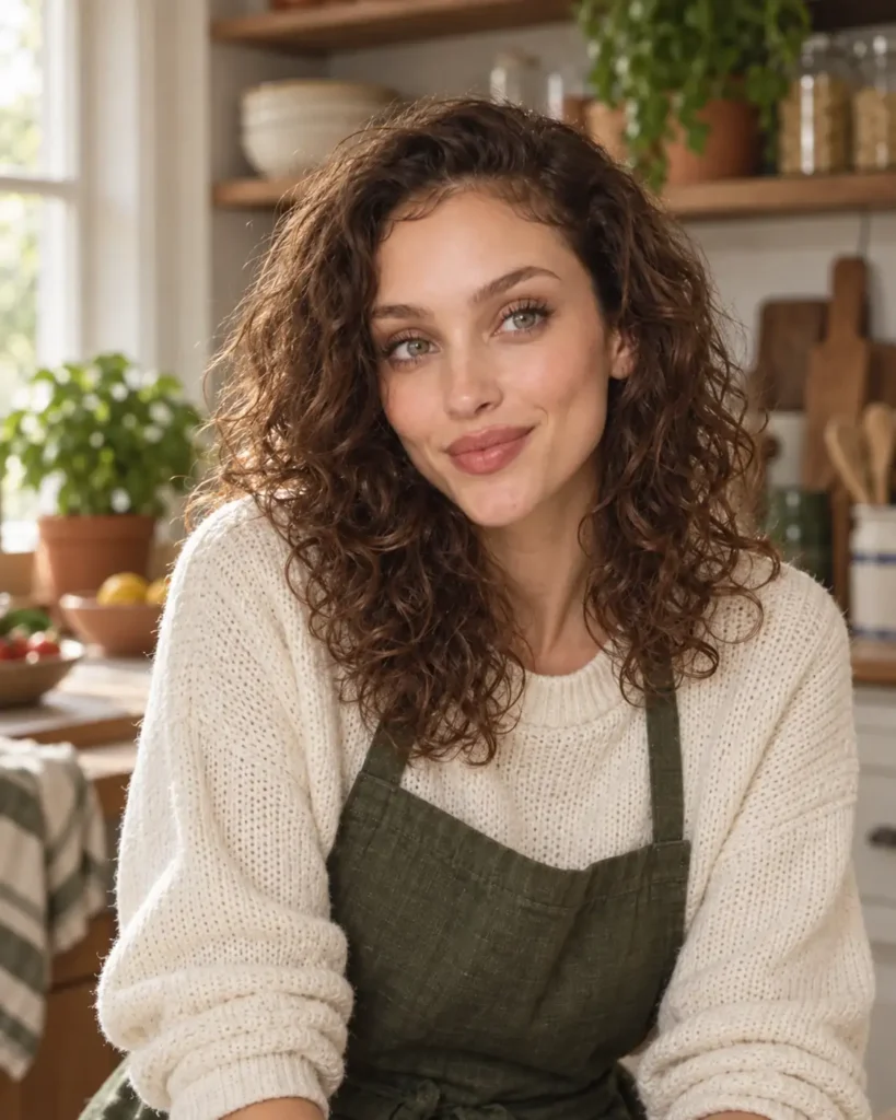 Portrait of Mila Rossi, the AI home-cooking influencer